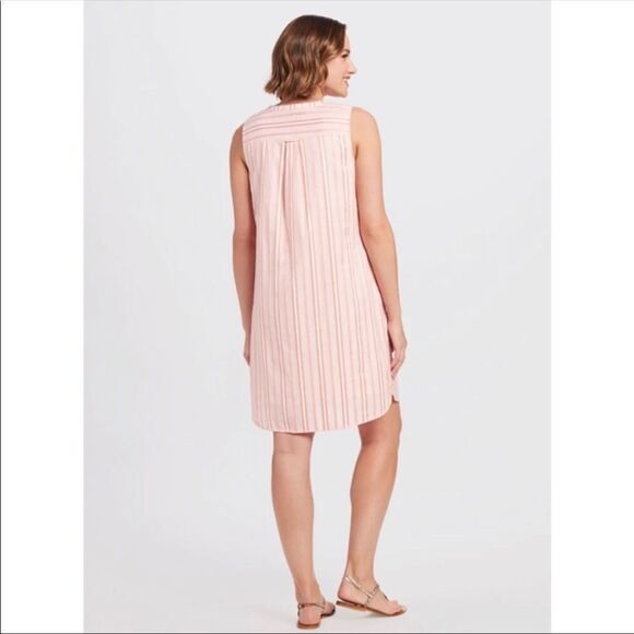 DRAPER JAMES | Ruffle Striped Belted Pink Dress Women’s Size X-Small - Picture 2 of 13